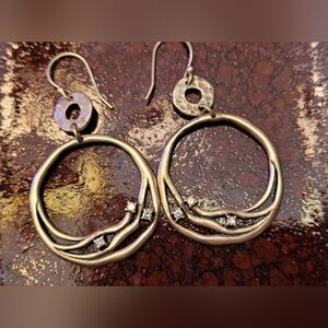 Silpada Sterling Silver Hoop Drop Earrings with Crystal Accents